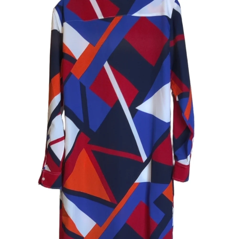 Ralph Lauren Red and Blue Casual Button Down Shirt with Geometric Pattern Size 4 - Picture 8 of 13